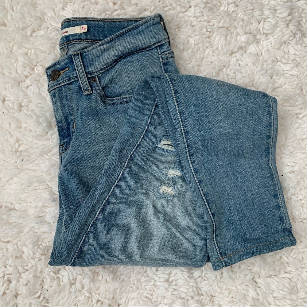 Levi's 711 Light Wash Mid Ride Straight Leg Denim Sz 25